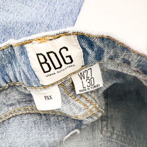 BDG Pax Split Color Denim Jeans Button Fly Raw Hem Size 27 x 30L - Picture 5 of 8